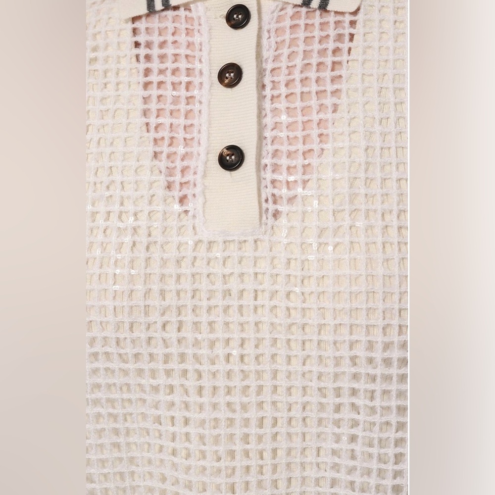 🔥BRUNELLO CUCINELLI
Netted Polo Shirt with Contrast Stripes/Size Large/MP $3850🔥 - Picture 5 of 13
